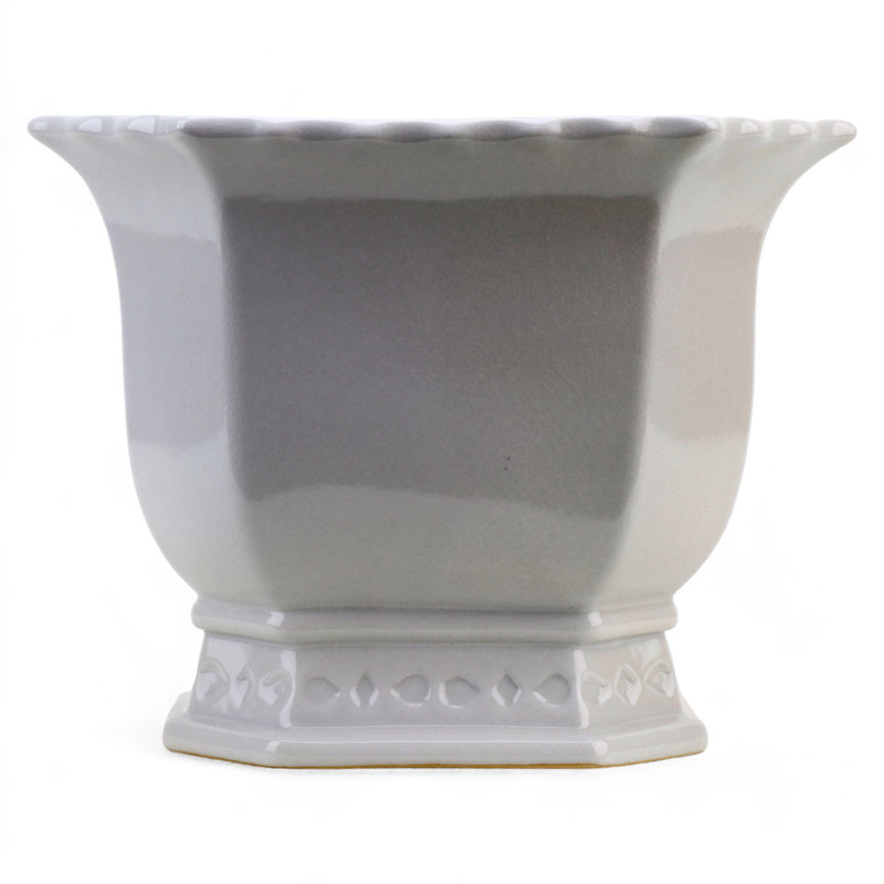 Handmade Ceramic Basin, 10.5" H x 13.5" W x 11" D, White