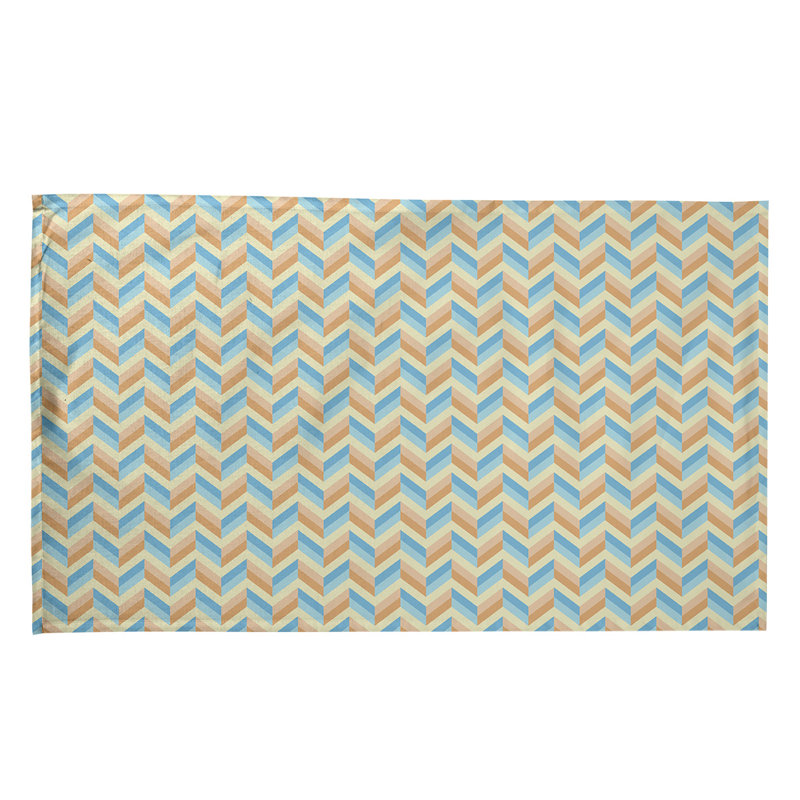 Serviette à thé chevron Mcguigan, Sergé de coton, Orange / Bleu / Beige