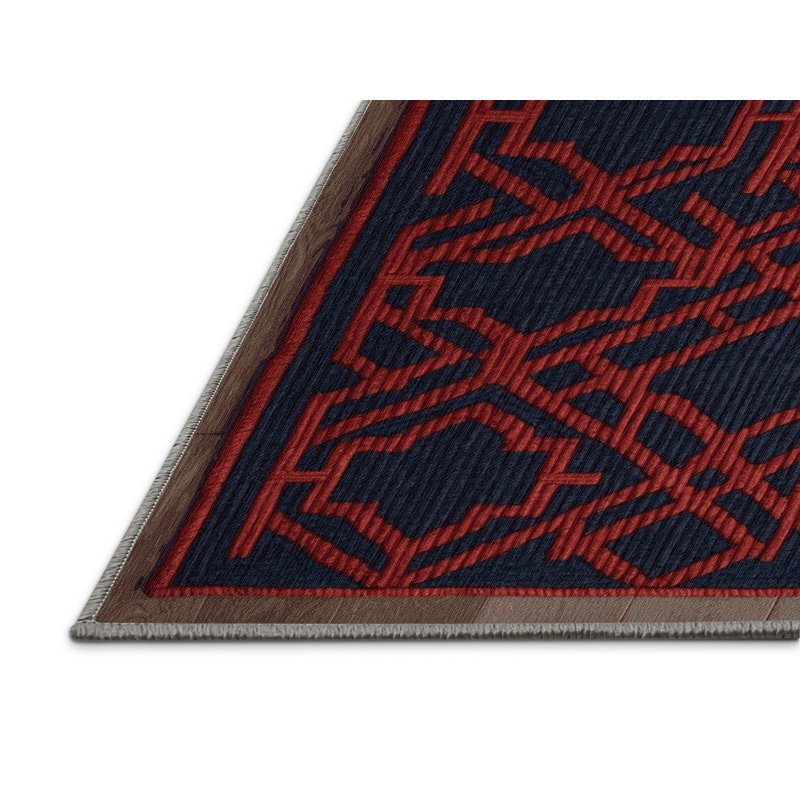 Machine Washable Trellis Purple Area Rug, Square 5'