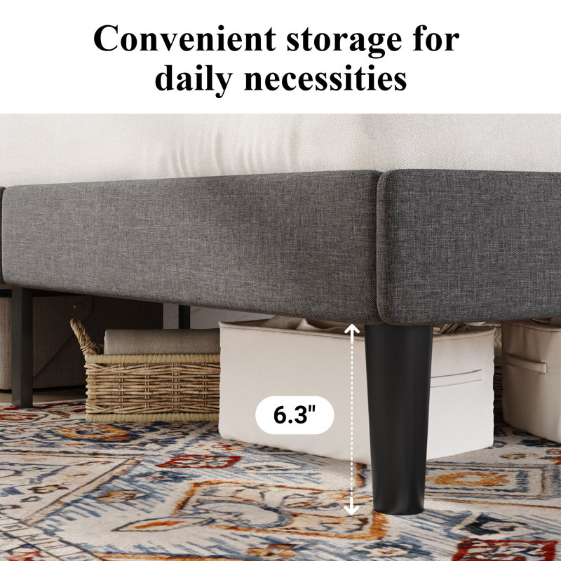 Walace Upholstered Wingback Bed, Queen, Dark Gray