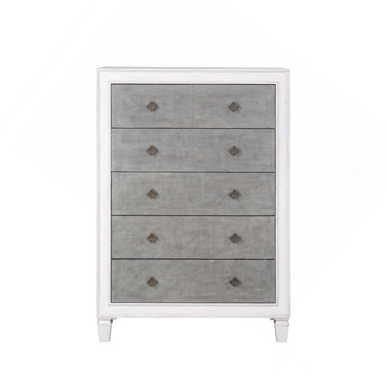 Commode Katia gris rustique et blanc vieilli