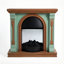 Foyer électrique autoportant MGO de 101,6 cm (40 po) avec des colonnes sculptées en forme de feuilles, aucun assemblage requis – Finition bicolore chêne clair et vert menthe-264367099-264367102