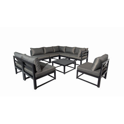 Mobin 8 - Person Patio Dining Set with Square Table , Cushions Included