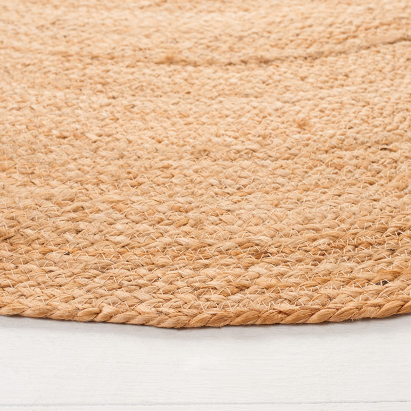 Cascio Natural Fiber Flat Weave Jute Solid Color Rug, Round 5'