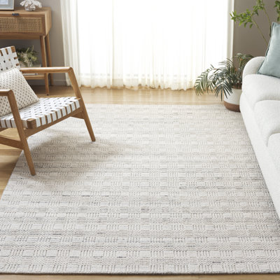 Tapis géométrique en laine / gris tissé à la main Brandalyn