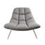  Fauteuil papillon capitonné gris avec cadre argenté