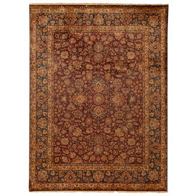 Hand Knotted Wool Oriental Area Rug in Red And Blue