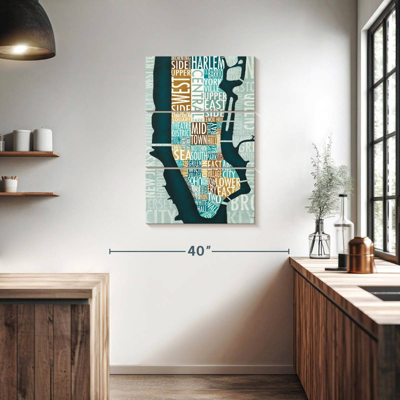 Carte Aliaz Manhattan bleu-brun, H 38 po x l 24 po
