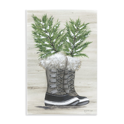 Winter Sprigs in Boots Wall Plaque Art by Julie Norkus