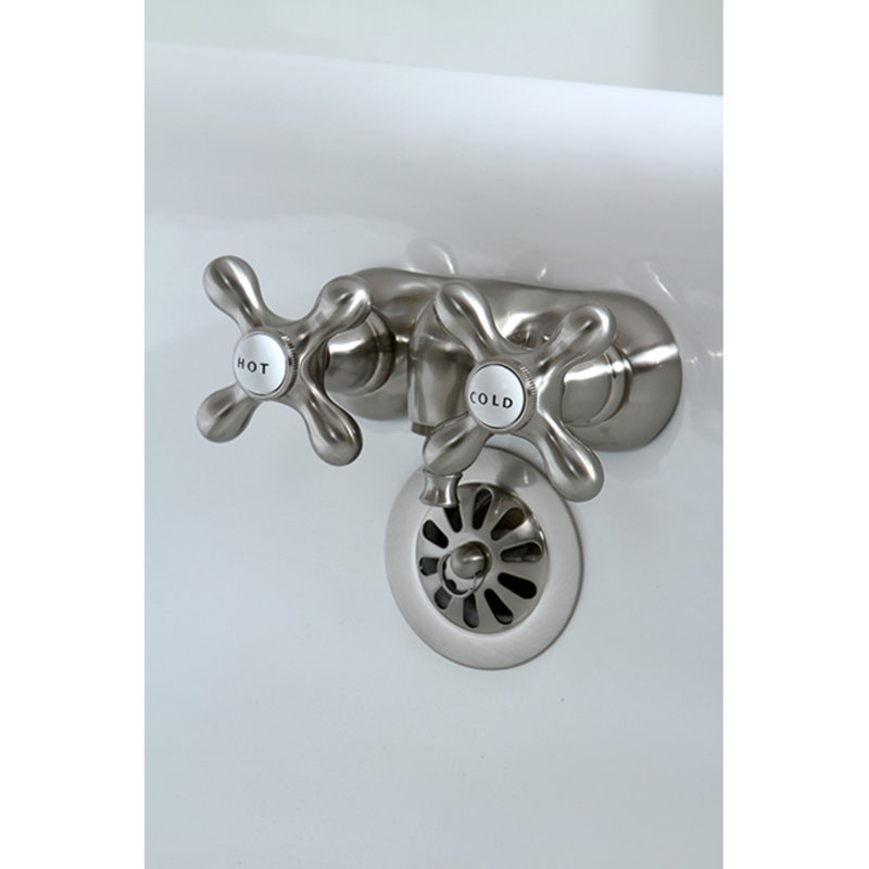 Kingston Brass Vintage Two-Handle 2-Hole Tub Wall Mount Clawfoot Tub Faucet, Brushed Nickel