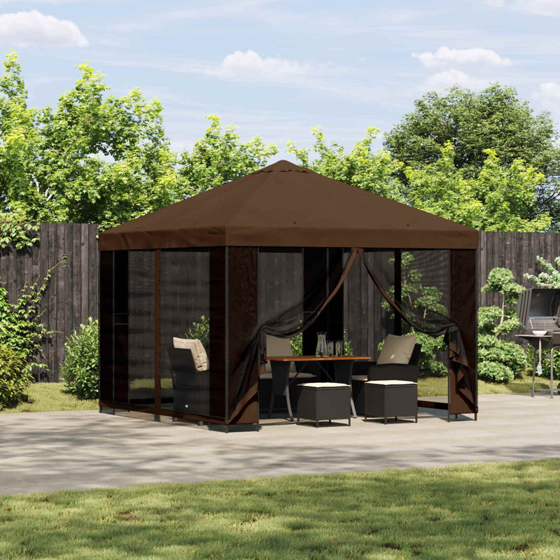 Vidaxl Gazebo Polyester And Steel, Dark Brown