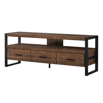 Ham TV Media Entertainment Console, 59 Inch, 3 Drawers, Metal -  Benjara, BM320398