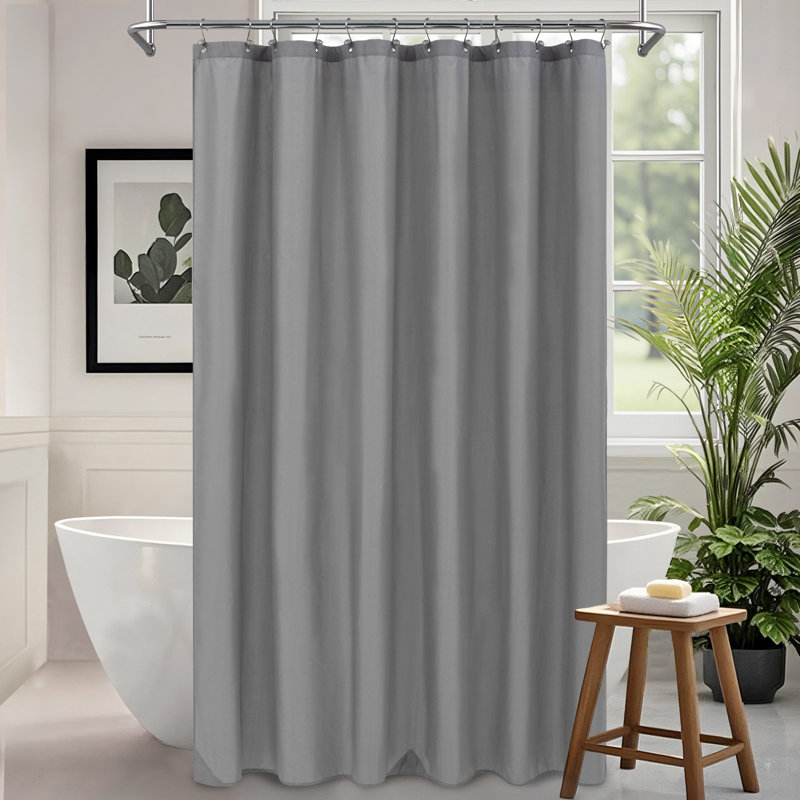 Doublure de rideau de douche simple en tissu imperméable avec aimants Kidd, Gris, H 84 po x l 72 po