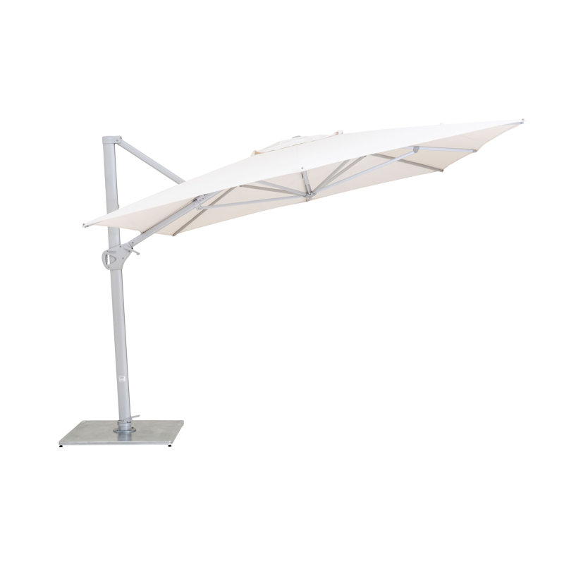 Pavone 10' Square Cantilever Umbrella (Grip Handle), Double Stack Plate - Medium, Natural, Grey