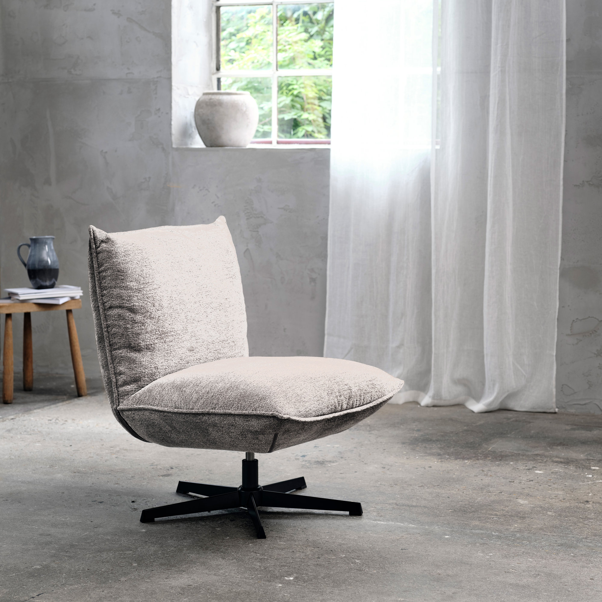 Algenn Upholstered Accent Chair, Off White Polyester Blend