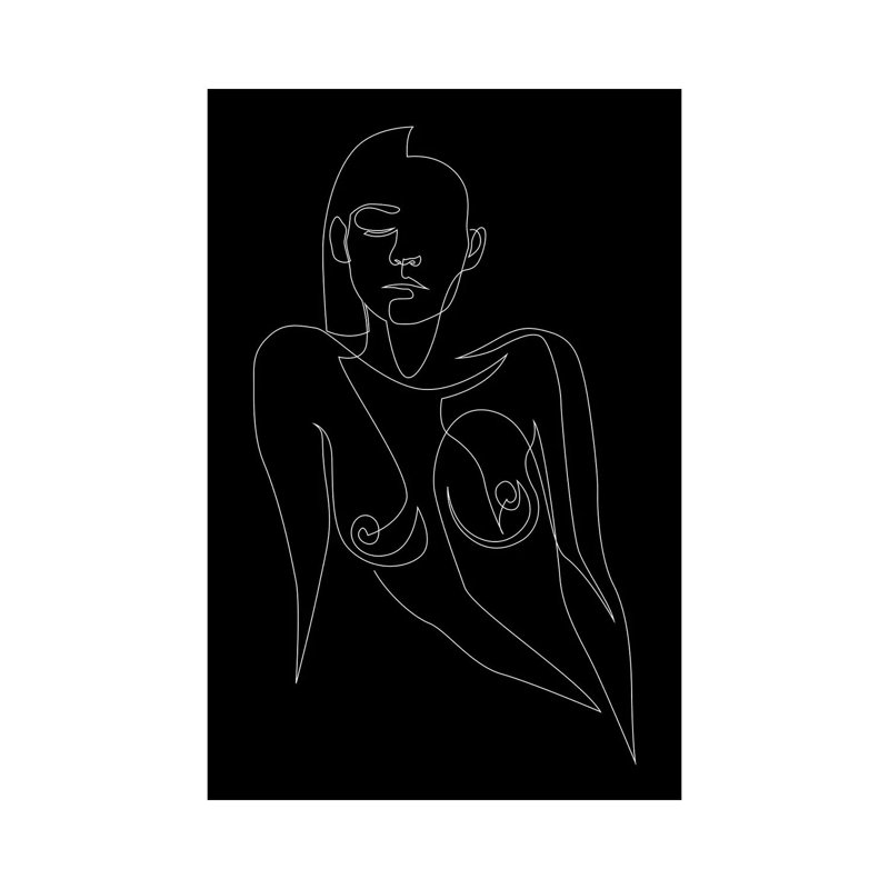 Nude Black - One Line by Addillum - Gallery-Wrapped Canvas Giclée on Canvas, Canvas, 66.04 cm H x 45.72 cm W x 1.91 cm D