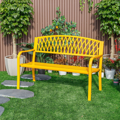 Steel and Cast Iron Garden Bench for Outdoor Serenity