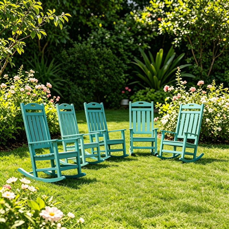 Chaise berçante en plastique Brayshun, Bleu Aruba