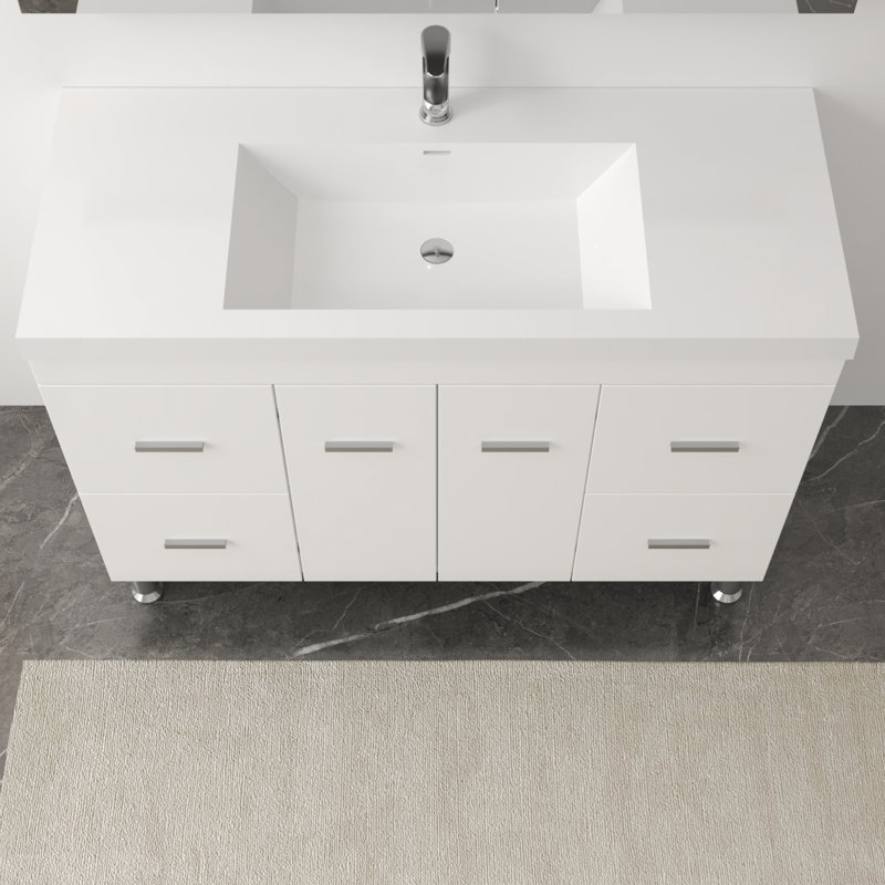 Ensemble de meuble-lavabo simple 48 po Roylynn, blanc