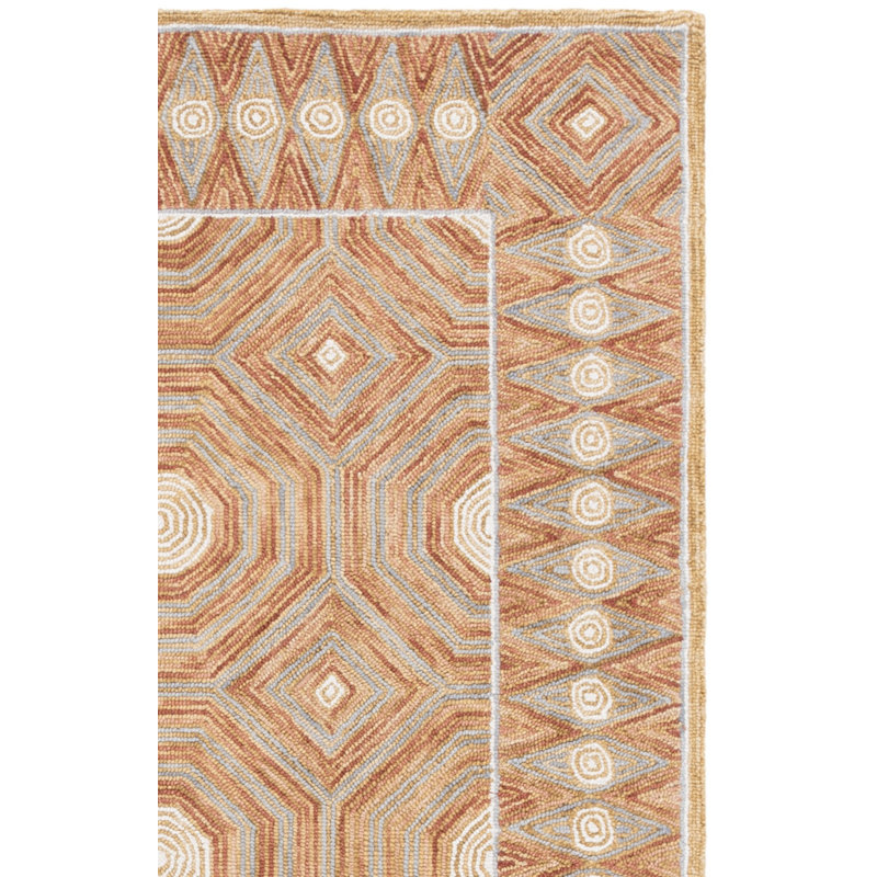 Micro-Loop 638 Hand Tufted Wool; Cotton With Latex Geometric Rug, Rectangle 8' x 10'