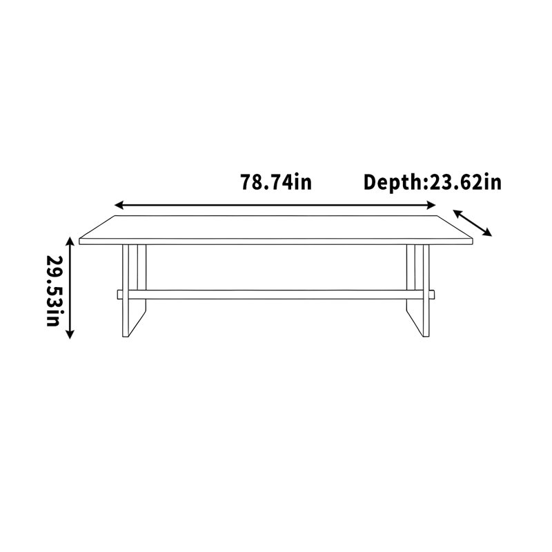 Table en bois de noyer, H 29,53 po x l 78,74 po x P 23,62 po