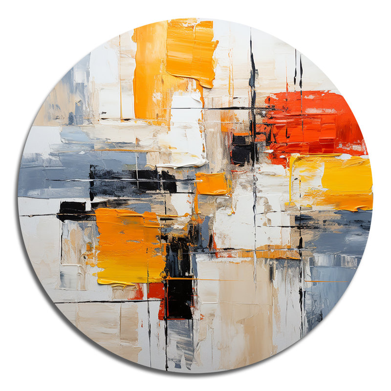 Clairene - Art abstrait rond en métal, H 29 po x l 29 po