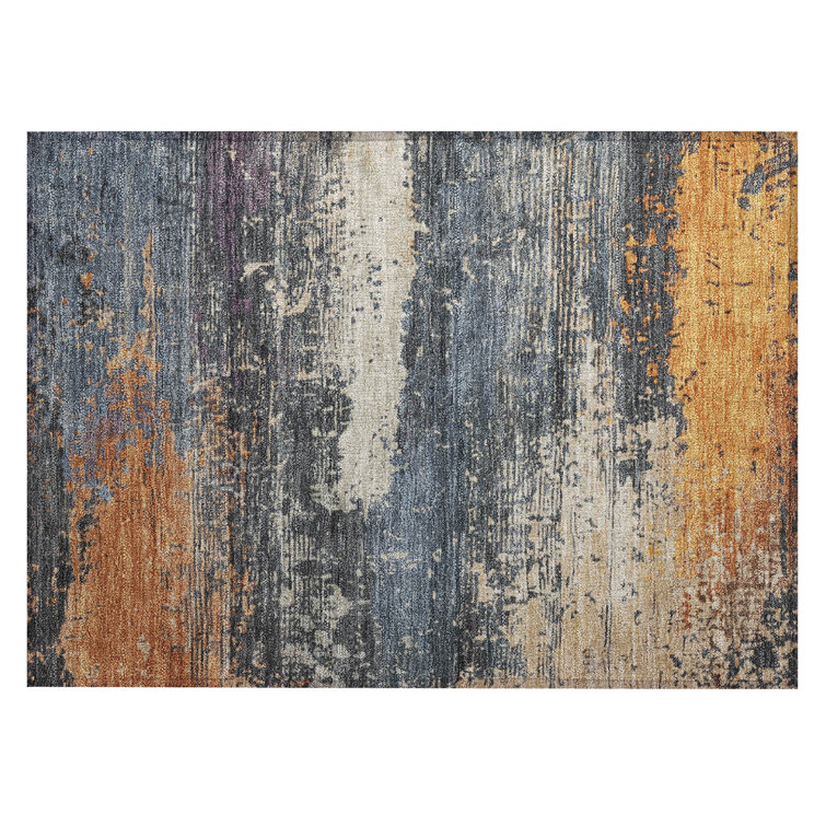 Machine Washable Indoor/Outdoor Xhevrie Blue Rug
