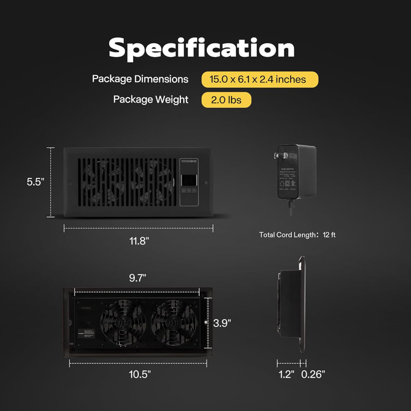 Specstar Air Curtain Fan with Speed Control, Black