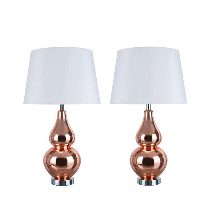 Foxx Glass Table Lamp Lamp, Red Copper/White