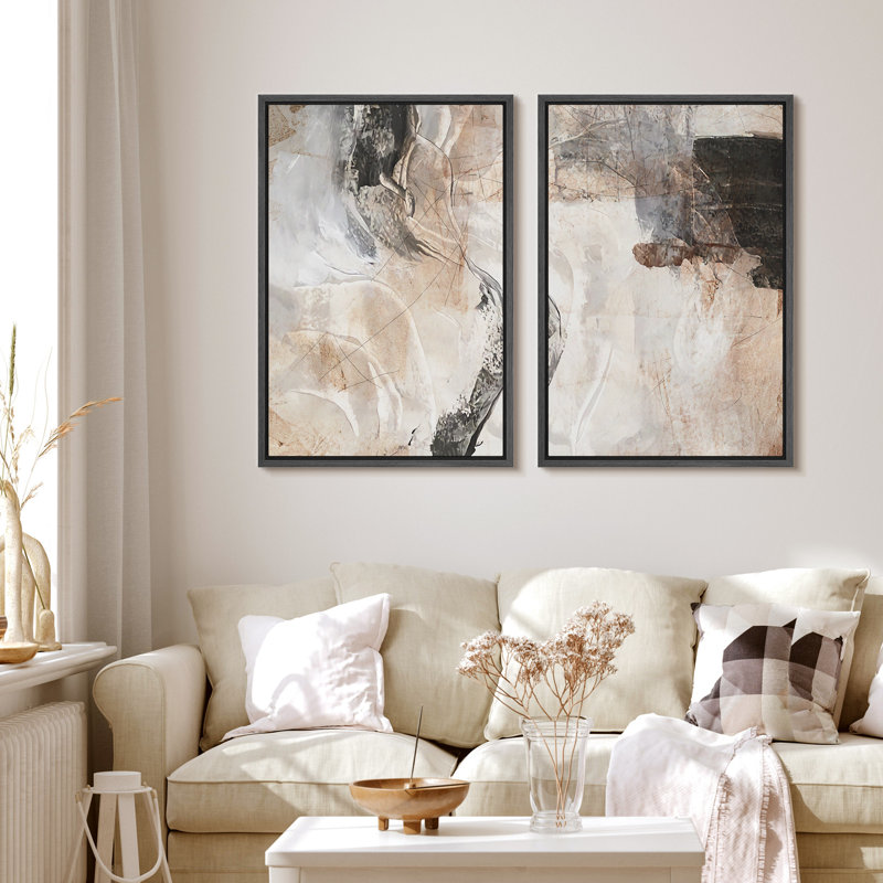"Grunge Abstract Paint Stroke Effect", impression d'art moderne sur toile, 2 pièces, H 24 po x l 16 po x P 1,5 po, Noir