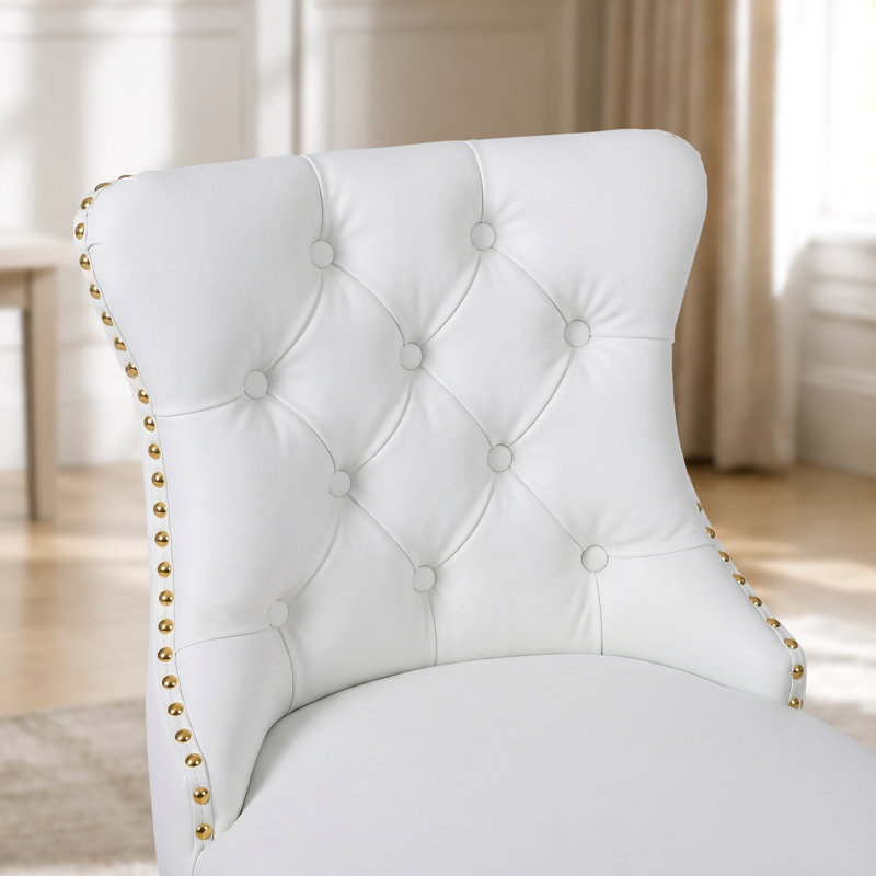 Tabouret de bar 26 po Aldana, Siège blanc / cadre doré