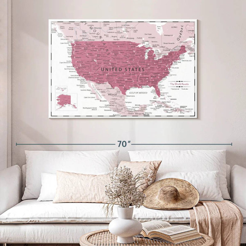 Dark Pink Push Pin USA Milstead, 32" H x 48" W