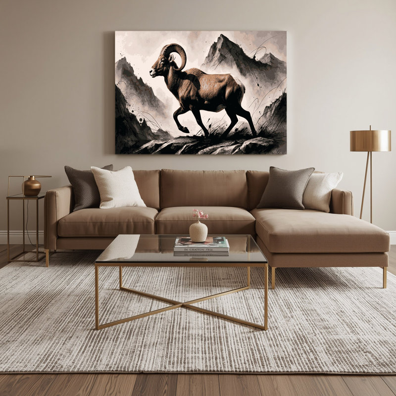Art animalier sur toile gris, H 16 po x l 20 po