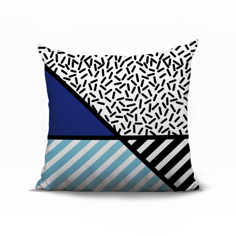 Coussin décoratif intérieur / extérieur Shapira, Carré 18 po, Bleu marine