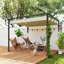 Chardell 2 x 3(m) Lean To Pergola with Retractable Roof for Patio Khaki