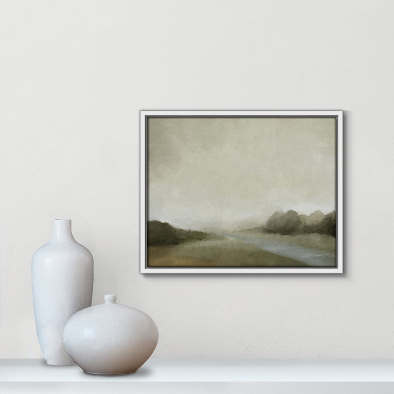 Vanora "Lovers Creek" Watercolor Floater Frame Painting , 12.5" H x 15.5" W, White