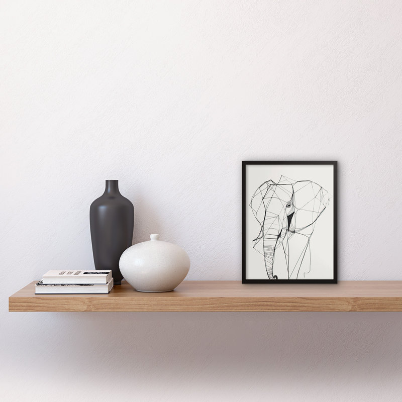 Elephant Simple Polygon Line - Single Picture Frame Print