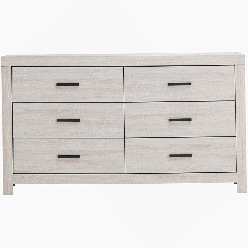 White 6-Drawers Dresser, White