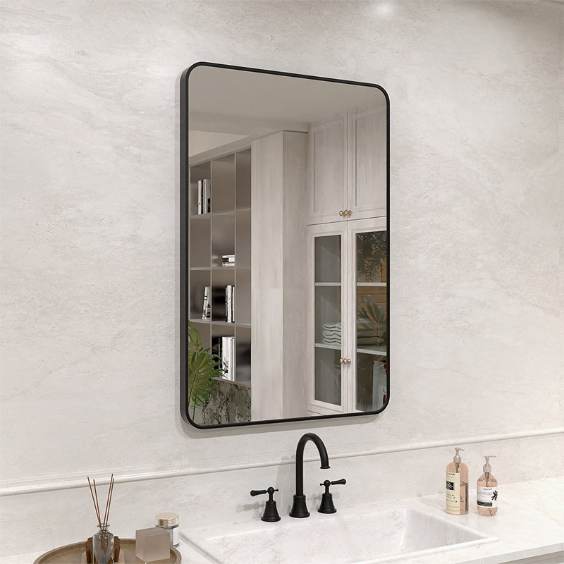 Miroir de salle de bain mural rectangulaire mat l 24 po x H 36 po Vista, 36 po x 24 po, Noir mat