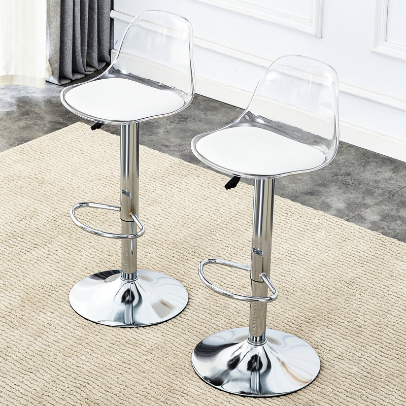 360 tabourets de bar rotatifs (de 2) - levage réglable, sièges en polyuréthane, design moderne pour animaux de compagnie pour bars, restaurants blanc minimaliste