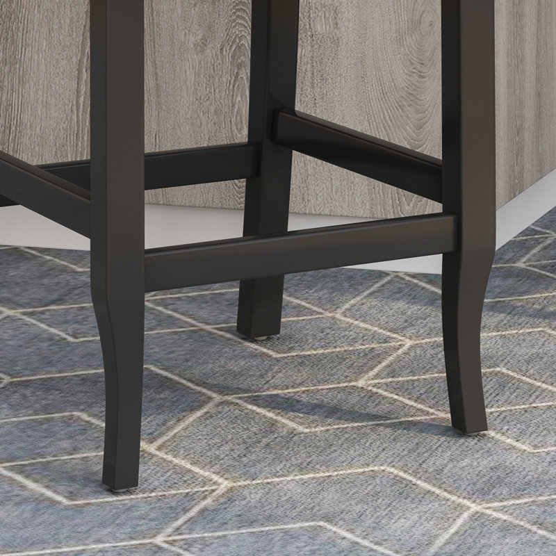 Fabric Tufted Wingback Counter Stools, Charcoal, Bar Stool (31" Seat Height)