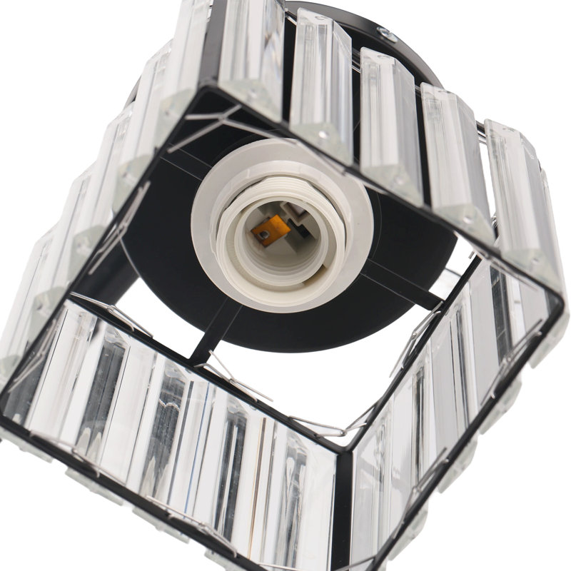 Zakiel Zakieltal 1-Light Modern Luxury Crystal Square Semi Flush Mount Ceiling Light, Matte Black