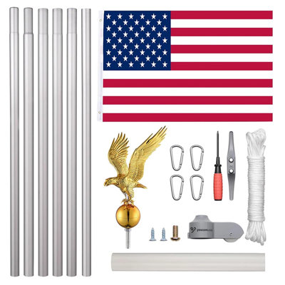 20' Sectional Flag Pole And Flag Kit With Regal Eagle