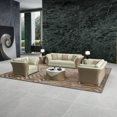 Vogue 3 Piece Leather Living Room Set