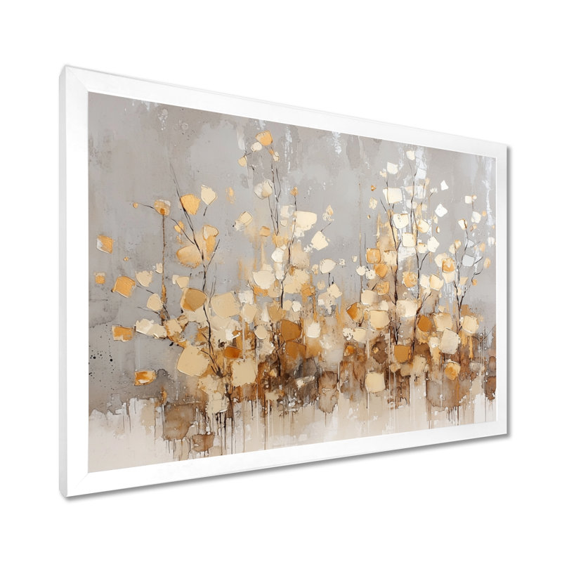 Décoration murale Minimal Golden Trees Horizon - Arbres, H 12 po x l 20 po, Reproduction encadrée d'une seule photo sans pass