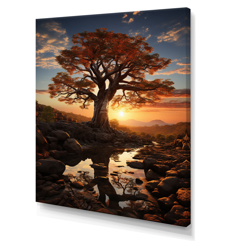 Ladijah African Baobab Tales III sur toile, H 20 po x l 12 po x P 1 po, Toile tendue