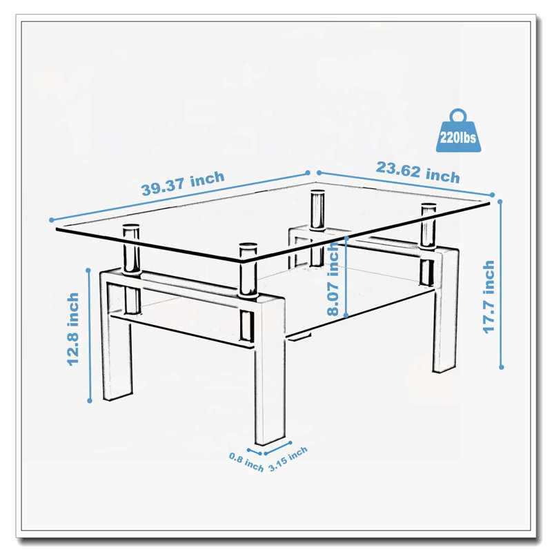 Table basse, tables d'appoint modernes pour le salon, Clair, Noir