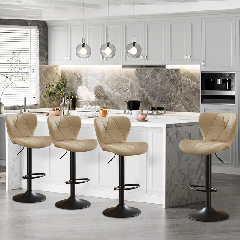 Swivel Adjustable Height Modern Bar& Counter Stool, Camel