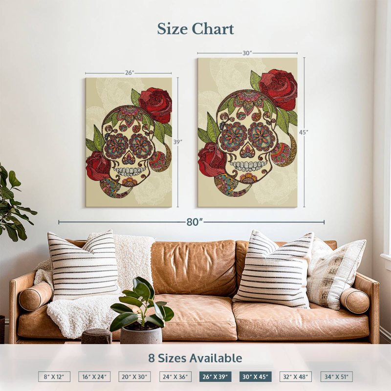 Kerner Paisley Sugar Skull, 39" H x 26" W
