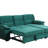 Velvet Fabric Reversible Sleeper Sectional Sofa Chaise-824778814